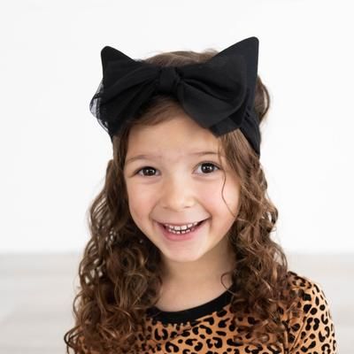Cat Ears Luxe Baby Girl Soft & Stretchy Bamboo Bow Headbands - Newborn - 3T