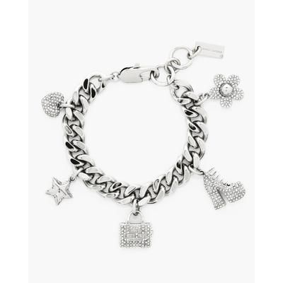 MARC JACOBS Marc Jacobs The Pave Mini Icon Charm Bracelet in Silver/Crystal