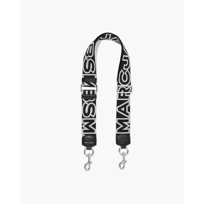 MARC JACOBS Marc Jacobs The Outline Logo Webbing Strap in Black/Silver