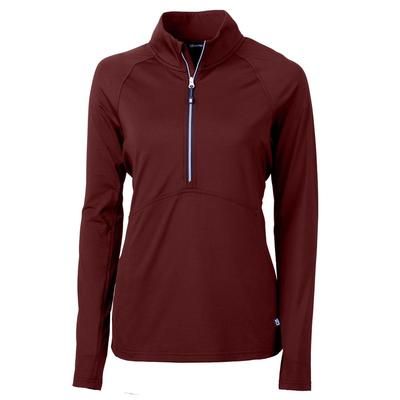 Cutter & Buck Women's Regular Adapt Eco Knit Stretch Half Zip Pullover - Bordeaux - XL