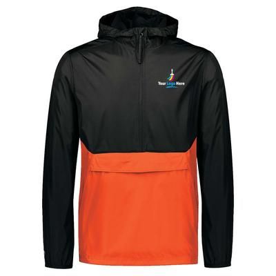 Holloway Unisex Regular Packable Custom Logo Quarter Zip Jacket - Black/Orange - L