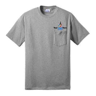 Port Company Unisex Extra Big Blend Custom Logo Pocket Short Sleeve T-shirt - Athletic Heather - 4XL