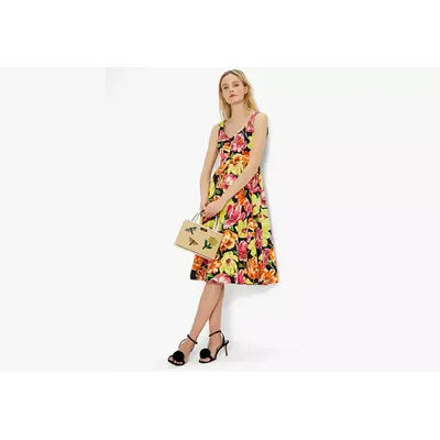Kate Spade Painted Tulips Grace Dress, Black - 00