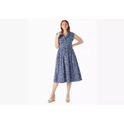 Kate Spade Poplin Bow Butterfly Print Dress, Blue - 0
