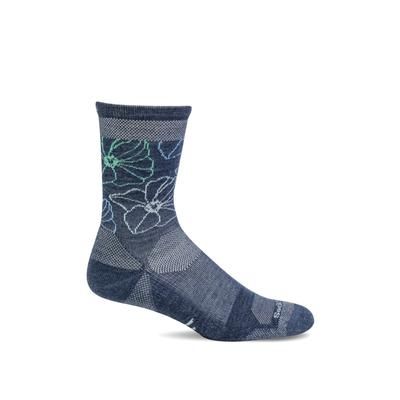 Women's Petal Power Crew | Moderate Graduated Compression Socks S/M Grey | Sport Compression by Sockwell Socks