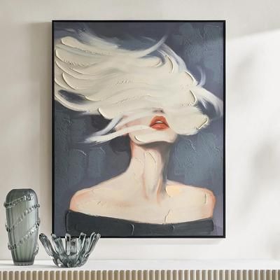 Daydreamer Painting | Black grey white | Canvas | Z Gallerie | 40"W x 1.75"D x 50"H | Wrapped canvas with a hand-painted image
