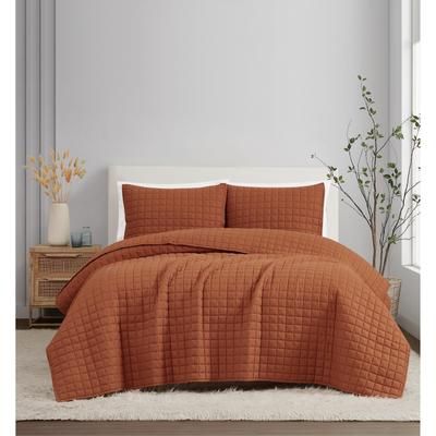 Brooklyn Loom Solid 3-Piece King Quilt Set, Rust