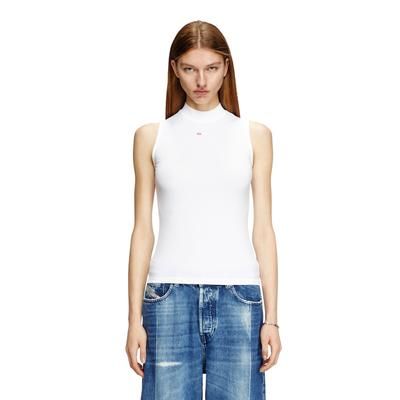 Diesel - Ribbed tank top with mock neck - T-Shirts - Woman - White