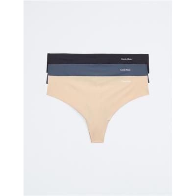 Calvin Klein Women's Invisibles 3-Pack Thong in Speakeasy Multi 73% Polyamide/27% Elastane