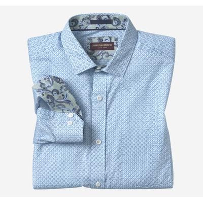 Johnston & Murphy Men's Printed Cotton Shirt - Blue Diamond - Size XXL - Regular