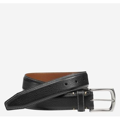 Johnston & Murphy Men's Topstitched Leather Belt - Black - Size 42