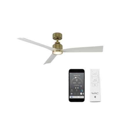 Wac Lighting Smart Fans Clean 52 in 3000K Led Indoor or Outdoor Smart Home Ceiling Fan - Soft Brass/Matte White