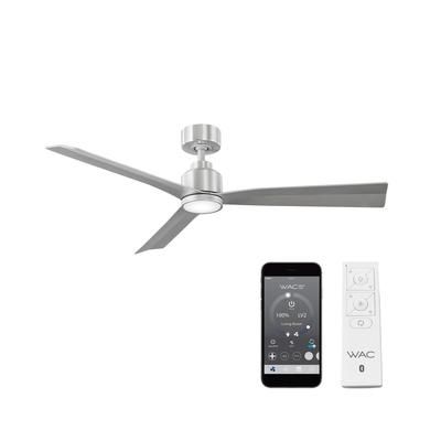 Wac Lighting Smart Fans Clean 52 in 3000K Led Indoor or Outdoor Smart Home Ceiling Fan - Brushed Aluminum