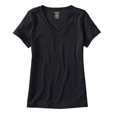 Women's Pima Cotton Shaped V-Neck, Short-Sleeve Black 2X, Supima Cotton Pima L. L.Bean