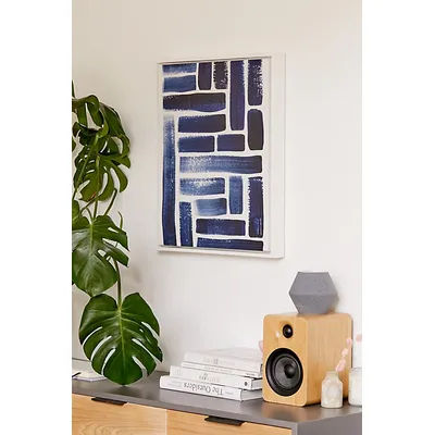 Pauline Stanley Blue Strokes Pattern Canvas Art Print in White at Urban Outfitters