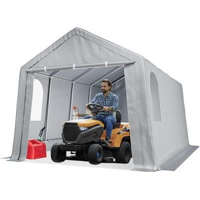 GarveeLife 10x20 FT Portable Shed Outdoor Motorcycle Covers Storage Shelter Waterproof Storage Tent Tarp Sheds with Roll-up Zipper Door for Bike