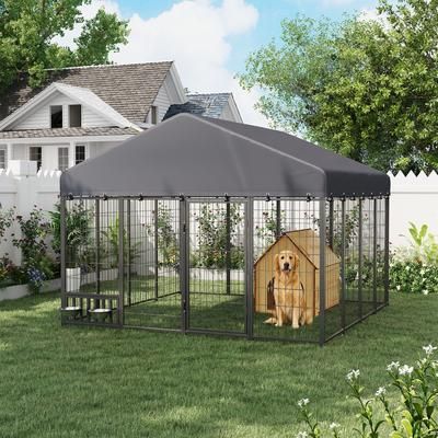 AECOJOY Heavy Duty Outdoor Dog Kennel for Yard one_size in Black | 12013BK-LS02