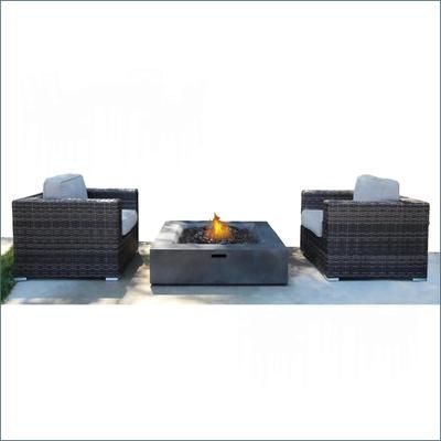 Watnature Patio Set3 Piece Modern Fully Assembled with Fire Pit n ampLight Gray Cushions Espresso Wicker one_size | 4SW3ICPXO5VU