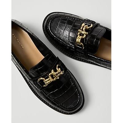 Ann Taylor Hardware Embellished Croco Loafer