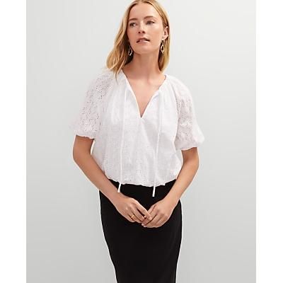 Ann Taylor Eyelet Bubble Hem Blouse