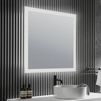 Neptune 39 in. W x 30 in. H Frameless Rectangular LED Bathroom Vanity Mirror with Defogger in Silver