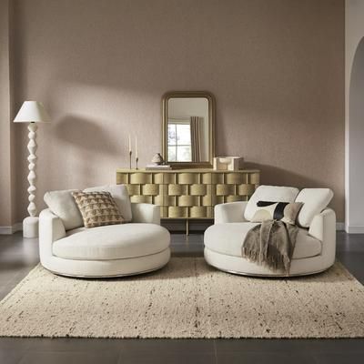 Hamilton Performance Fabric Swivel Armchair Set of 2, White for Living Room