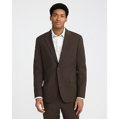 Express Men's Slim Wool-Blend Washable Modern Tech Suit Jacket in Brown 41