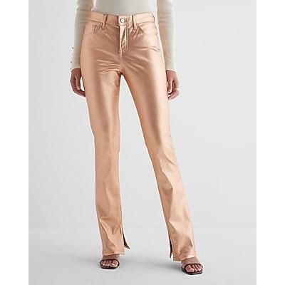 Express Women's Mid Rise Metallic Coated Skyscraper Jeans in Gold, size: 6