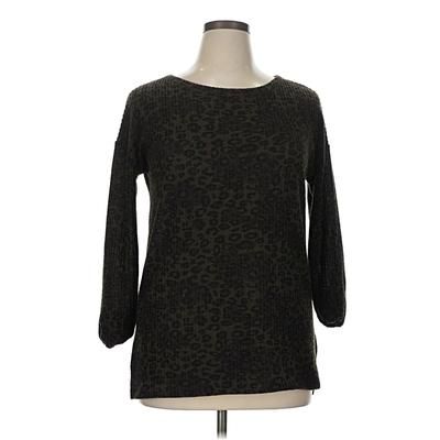 Sanctuary Pullover Sweater: Black Animal Print Pattern Tops - Size X-Large