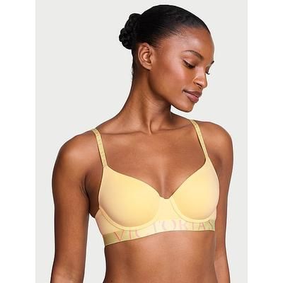 The T-shirt Cotton Exploded Logo Lightly Lined Demi Bra, Yellow, 34B - Women's Bras - Victoria's Secret