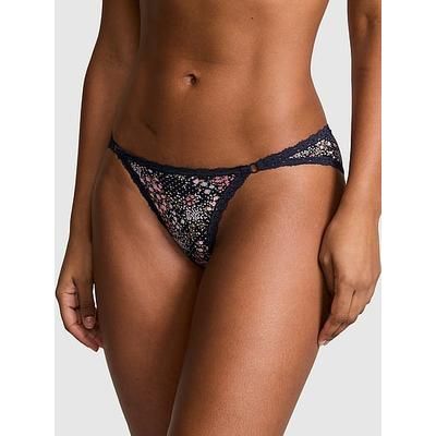 Cotton Lace-Trim Low-Rise Cheeky Panty, Floral, Xxl - Women's Panties - PINK