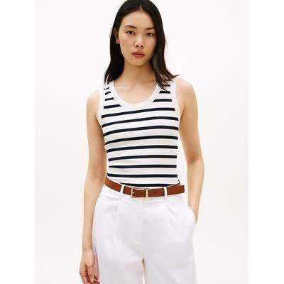 Tommy Hilfiger Women's Stripe Rib-Knit Tank Top - Ecru / Navy Stripe - XS
