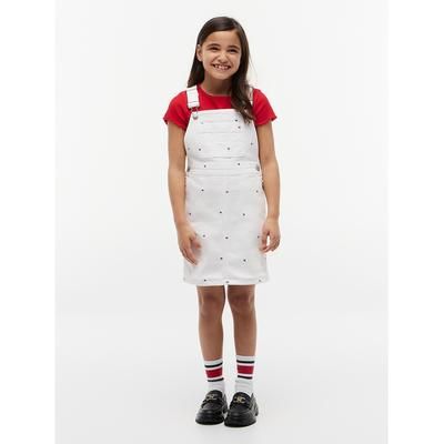 Tommy Hilfiger Girls' Kids' Allover Flag Denim Overall Dress - White - XL