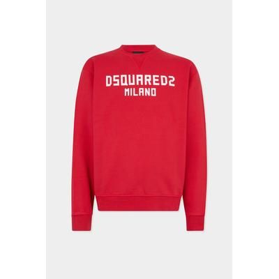 D2 - Dsquared2 Milano Cool Fit Crewneck, Man, Red, Size: M