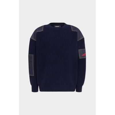 D2 - Icon New Generation Denim Patch Jumper, Man, Blue, Size: L