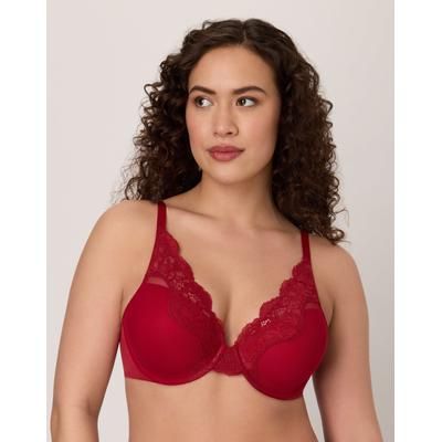 Bali One Smooth U Comfort Stretch Lace Underwire Bra Rosy Red 38C