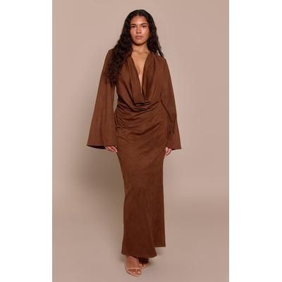 Shape Chocolate Drape Front Maxi Dress