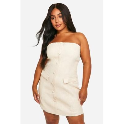 Plus Boucle Mini Shift Dress, stone