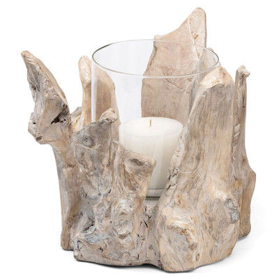 Pigeon and Poodle Maringa Coastal Beach Driftwood Hurricane Candle Holder - Small
