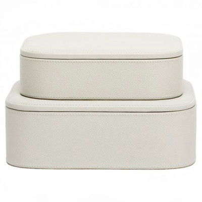 Pigeon and Poodle Dozza Modern Classic Light Gray Leather Decorative Box- Set of 2