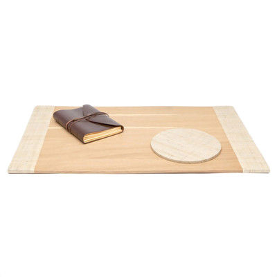 Pigeon and Poodle Koba Coastal Beach Natural Bagor Grass Desk Blotter Mouse Pad Set