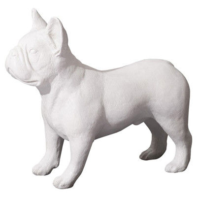 Xiomara Modern White Resin French Bulldog Outdoor Life Size Statue
