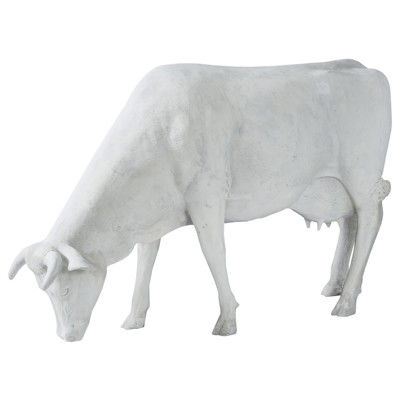Adah Modern White Resin Grazing Life Size Cow Outdoor Life Size Statue