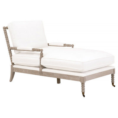 Charlize Modern Classic White Performance Cushion Grey Oak Wood Chaise Lounge