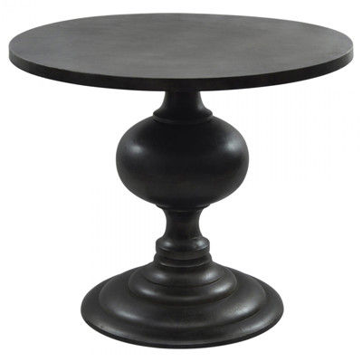 Arjun French Country Black Aluminum Round Bistro Dining Table - 35"W