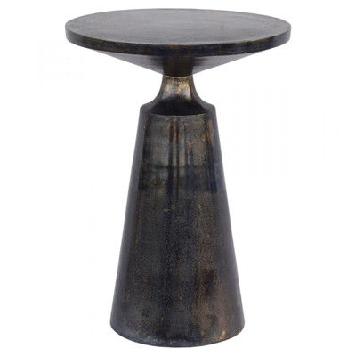 Uriah Industrial Loft Grey Aluminum Round Pedestal Side Table