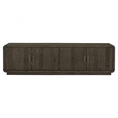 Tinley Rustic Lodge Brown Pine Wood 4 Door Media Cabinet