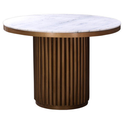 Archie Modern Classic White Marble Brass Metal Round Dining Table - 42"