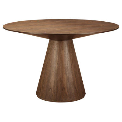 Braydon Rustic Lodge Brown Walnut Metal Round Dining Table - Small - 47"W
