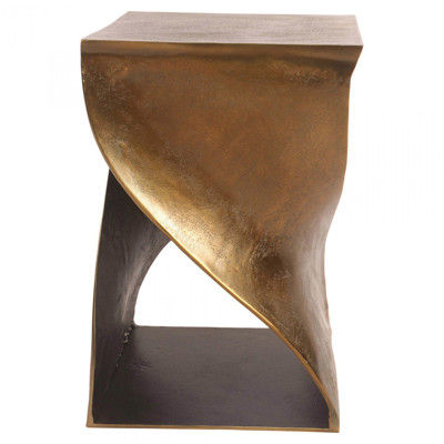 Nalani Hollywood Regency Gold Aluminum Square Drink Side Table